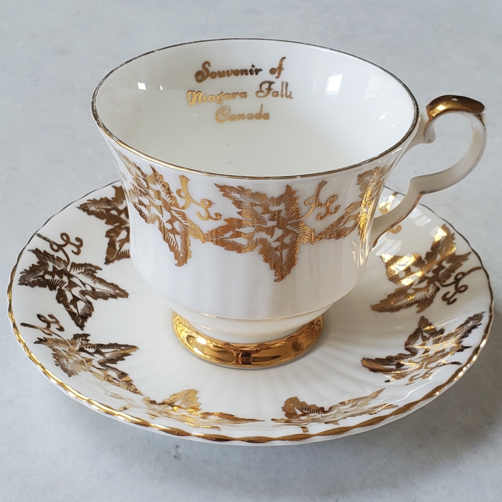 Vintage Niagra Falls Canada Royal Windsor Bone China Teacup & Saucer England